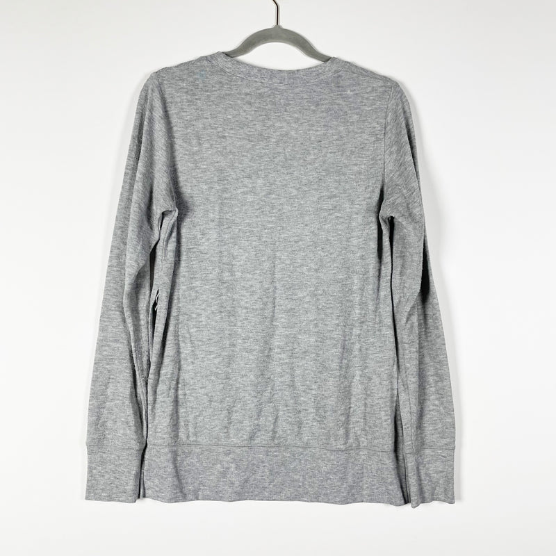 Alo Yoga Glimpse Extreme Split Hem Crew Neck Pullover Sweatshirt Sweater Gray S