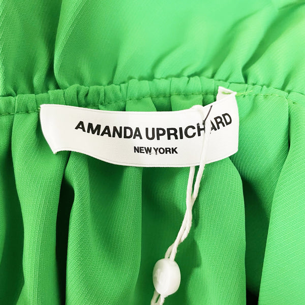 NEW Amanda Uprichard Vittoria Ruffle Collar Sleeveless Tie Neck Tank Top Green S