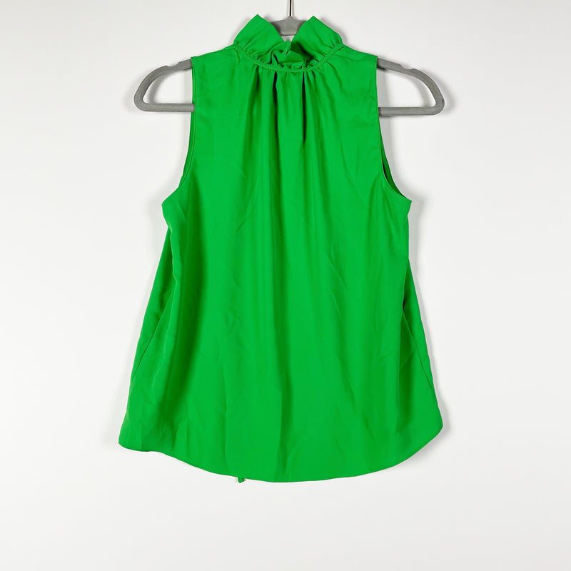 NEW Amanda Uprichard Vittoria Ruffle Collar Sleeveless Tie Neck Tank Top Green S