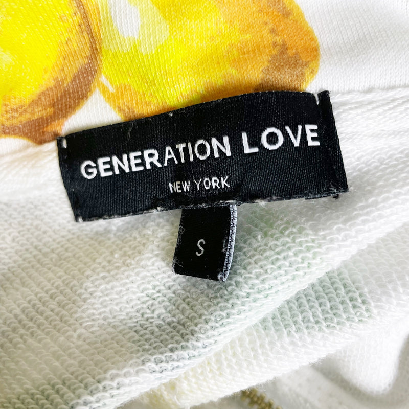 Generation Love Danielle Lemon Fruit Print Quarter Zip Pullover Sweatshirt Small