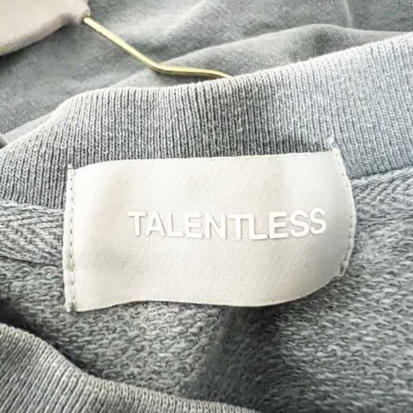Talentless Logo Embroidered Stitched Crew Neck Cotton Pullover Sweatshirt Gray S