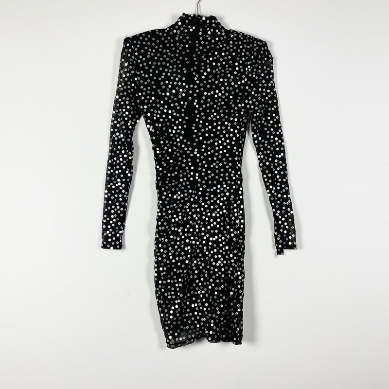 Cinq A Sept Marlene Sequin Sparkle Embellished Faux Wrap Mini Bodycon Dress 2