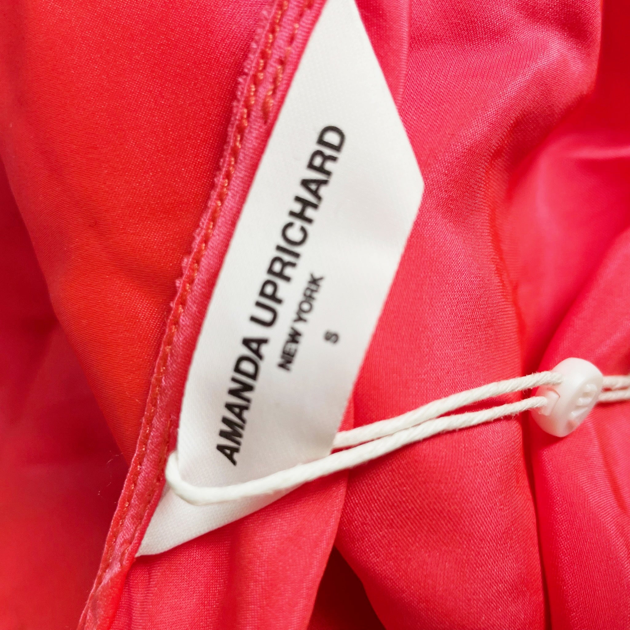 NEW Amanda Uprichard Joanne Silk Satin High Neck Slit Mini Dress Fluro Pink S
