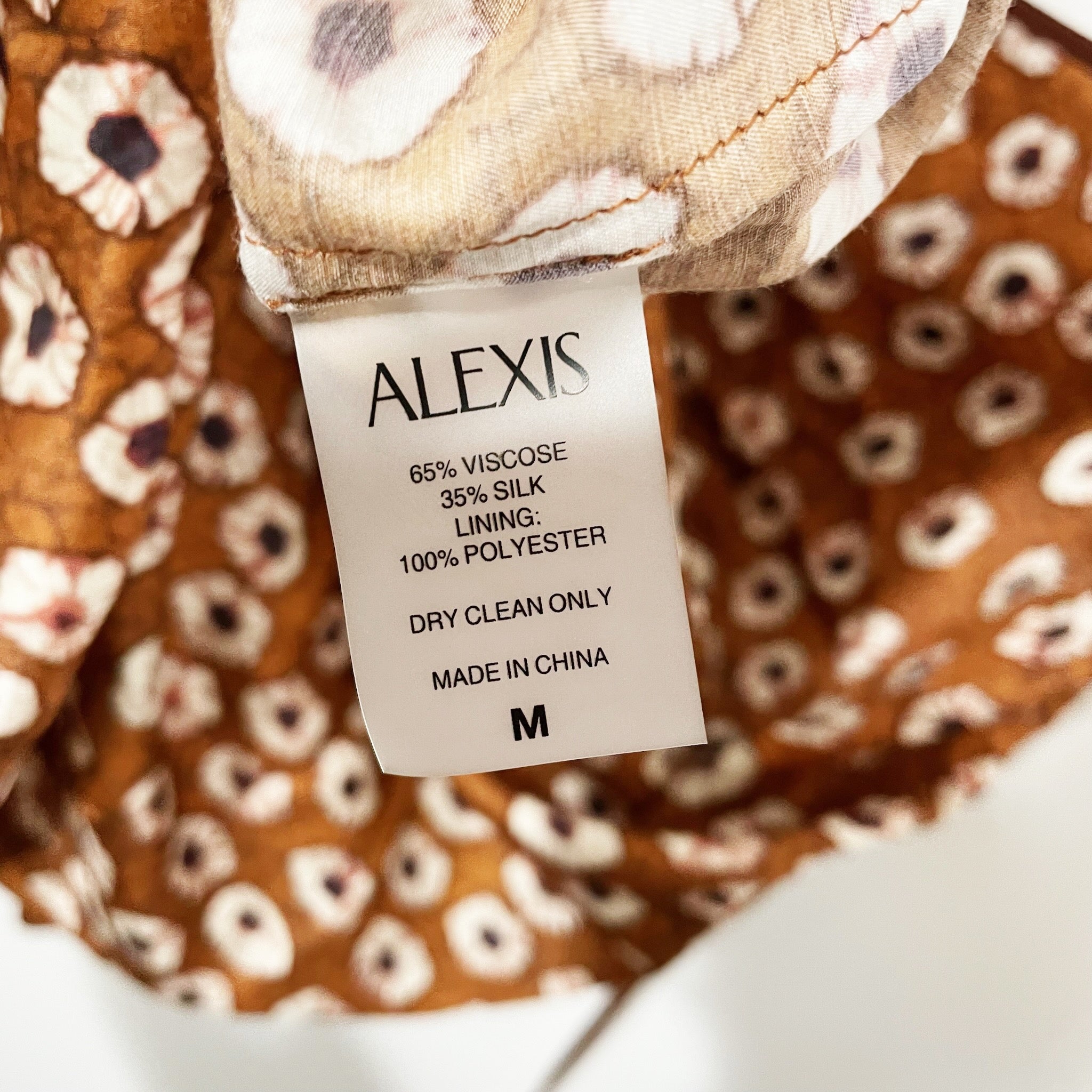 NEW Alexis Geneva Silk Satin Sienna Floral Abstract One Shoulder Mini Dress M