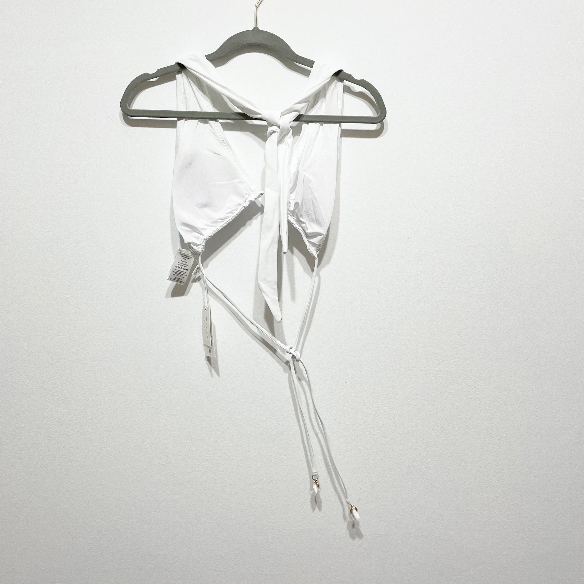 NEW Milly Cabana Melissa Wrap Halter Neck Swim Bikini Bathing Suit Top White S