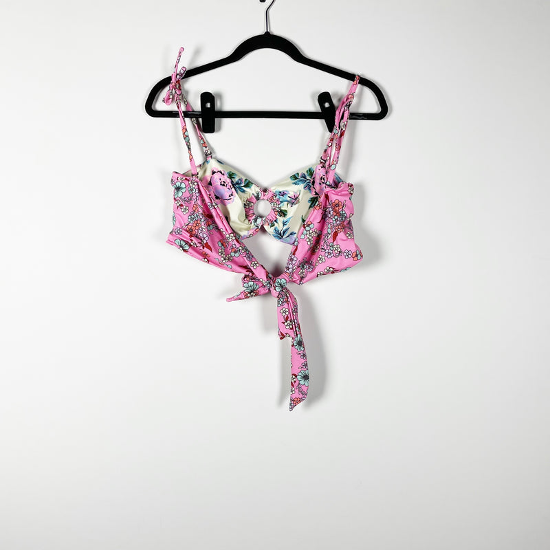 Maaji Romantic Spell Kathe Pink Floral Flower Bandeau Bikini Swim Bathing Suit