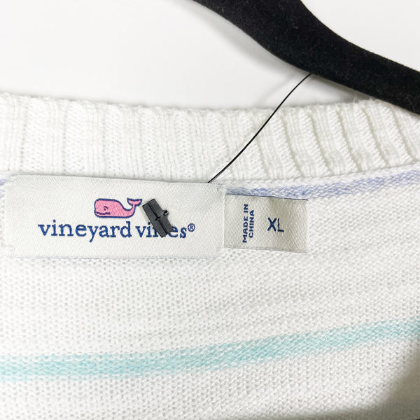 Vineyard Vines Cotton Knit Stretch Crew Neck Pullover Striped Sweater XL