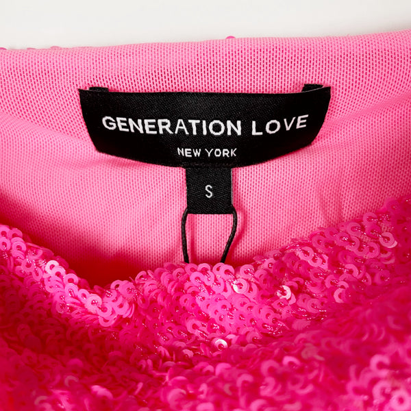 NEW Generation Love Monet Cowl Neck Sequin Sparkle Embellished Hot Pink Tank Top