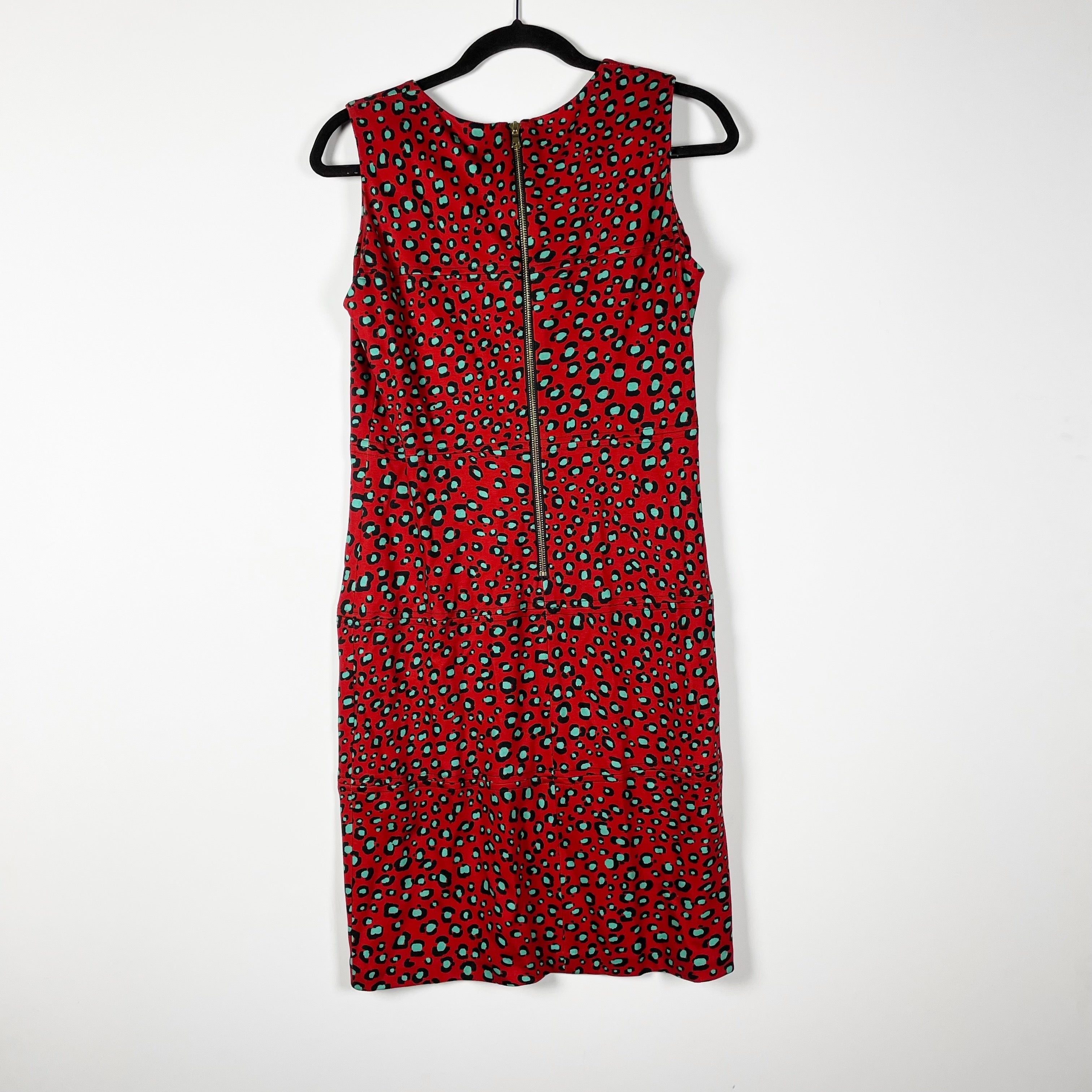 NEW Sara Campbell Red Blue Cheetah Leopard Animal Print Mini Shift Dress Small