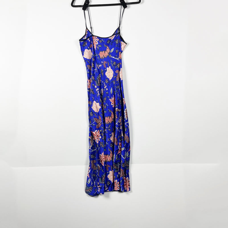 Diane Von Furstenberg Canton Ruched Mesh Purple Floral Electric Blue Dress 2