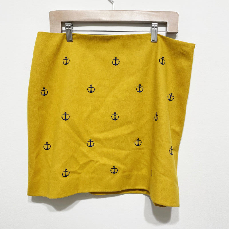 Vineyard Vines Anchor Nautical Embroidered Wool Felt Sun Shower Yellow Skirt 12