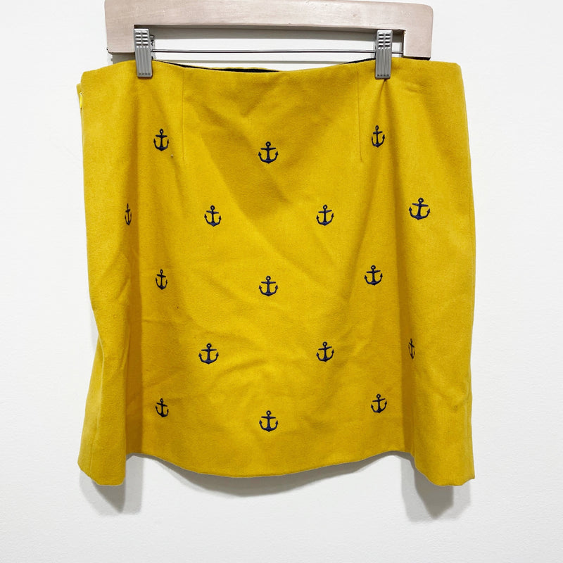 Vineyard Vines Anchor Nautical Embroidered Wool Felt Sun Shower Yellow Skirt 12