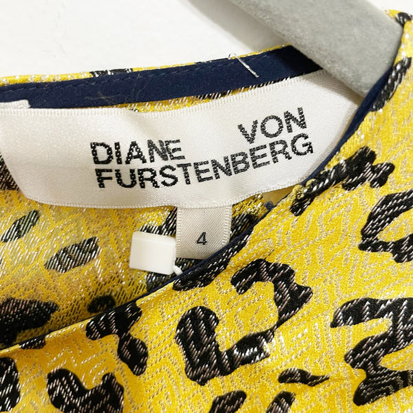 NEW Diane Von Furstenberg Cinched Waist Draped Mini Dress Heyford Goldenrod 4