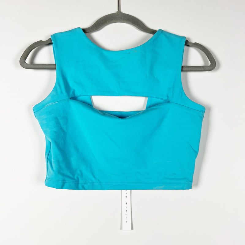 NEW Susana Monaco Slit Front Sleeveless Crop Top Shirt Sea Glass Blue Small