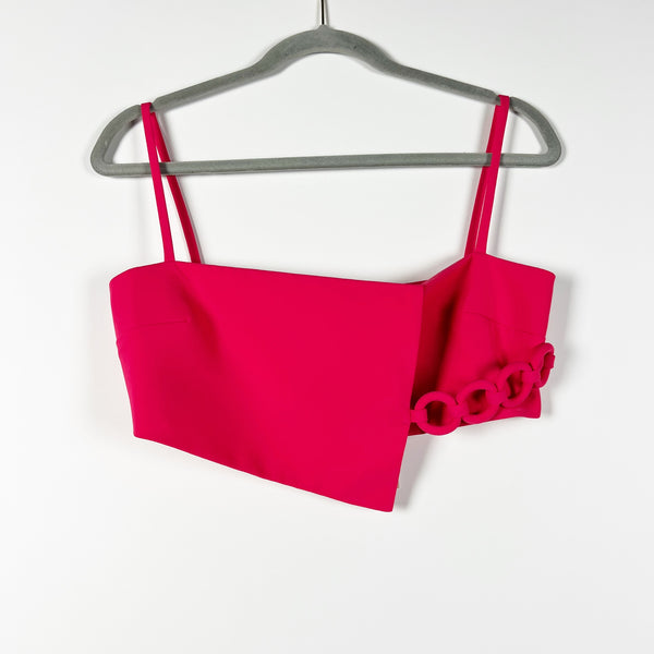 NEW Alexis Zola Chain Link Detail Overlay Crop Tank Top Cerise Hot Pink Small