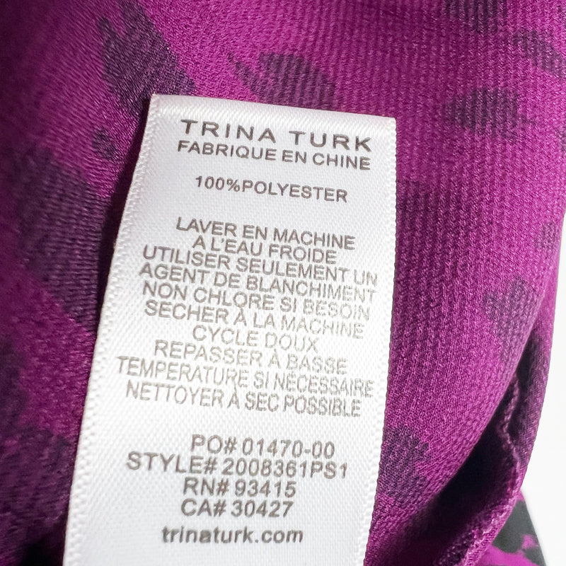 Trina Turk Radiant Bias Cut Asymmetrical Berry In Love Purple Leopard Dress S