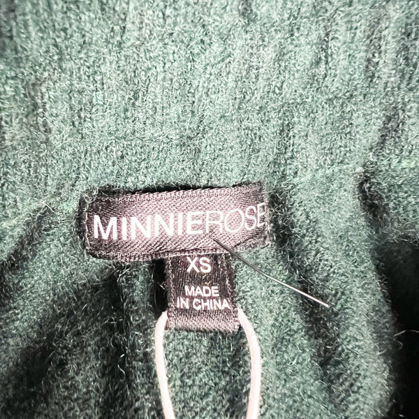 NEW Minnie Rose 100% Cashmere Knit Stretch A Line Mini Pull On Skirt Green XS