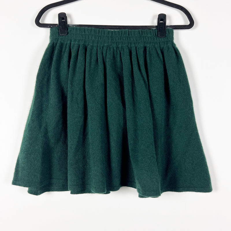 NEW Minnie Rose 100% Cashmere Knit Stretch A Line Mini Pull On Skirt Green XS