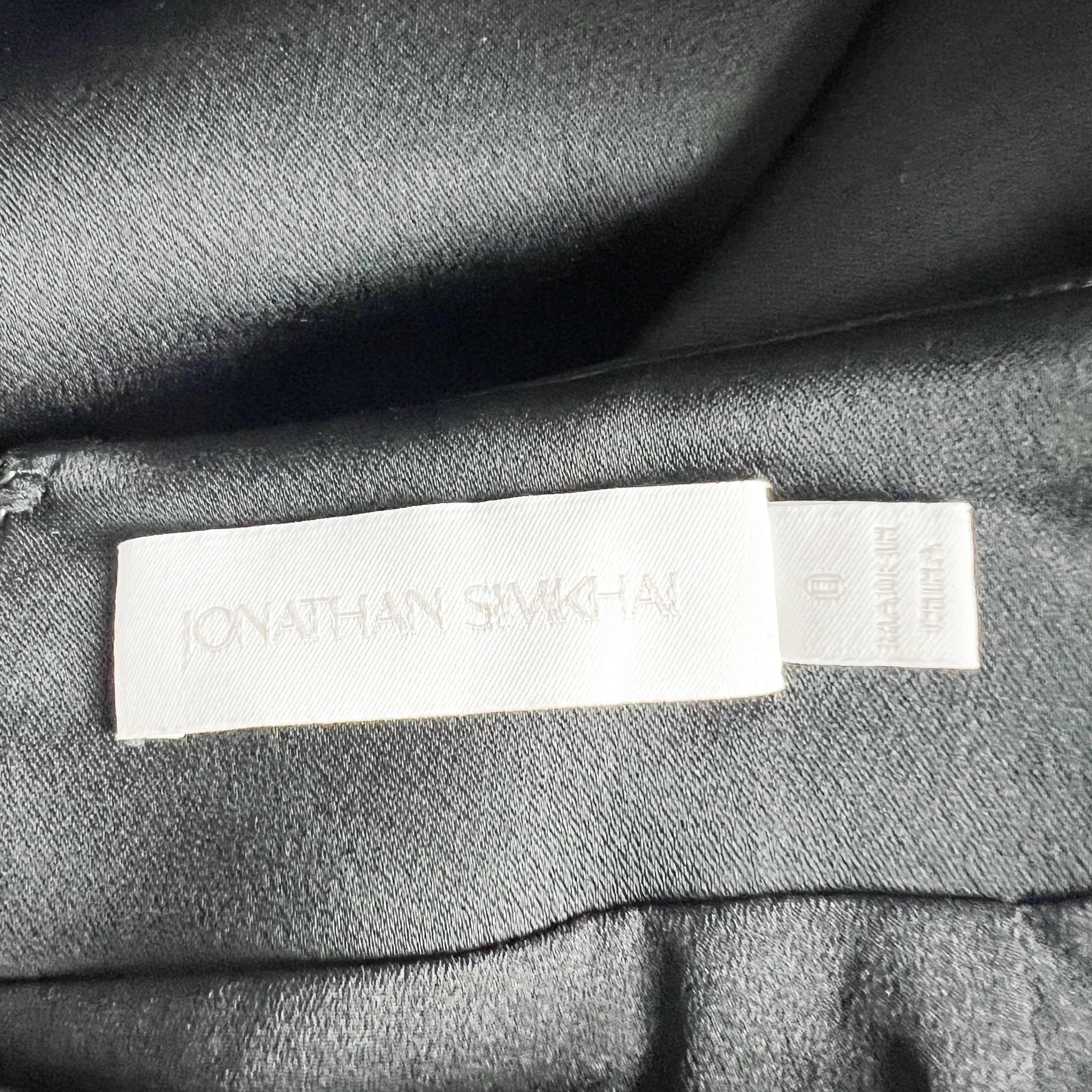 Jonathan Simkhai Mae Draped Asymmetrical Pleated Satin Mini Black Party Skirt 0