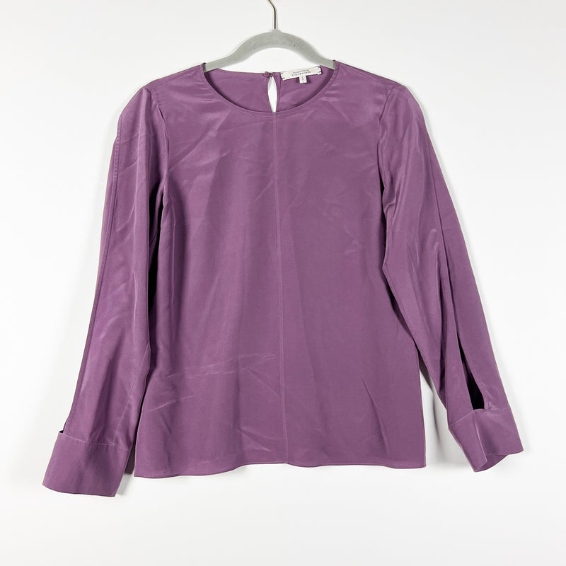 Dorothee Schumacher Silk Chiffon Long Sleeve Lightweight Lilac Purple Blouse M