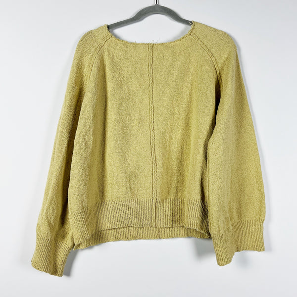 Annette Gortz Cotton Stretch Textured Knit Outward Seam Pullover Sweater Yellow