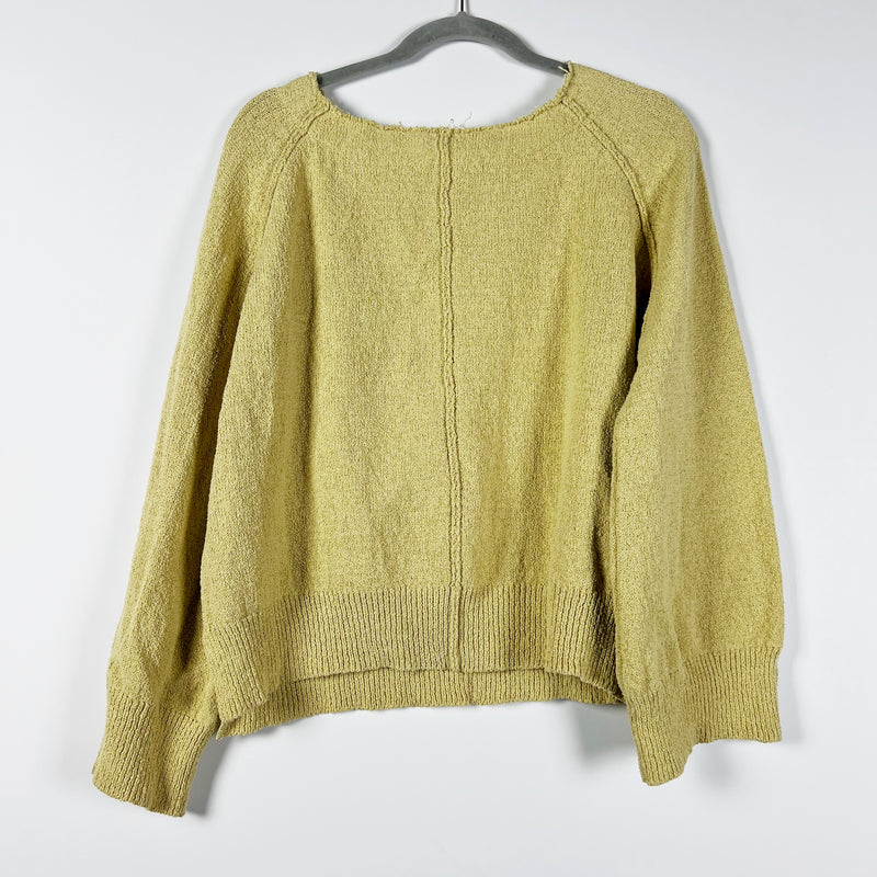 Annette Gortz Cotton Stretch Textured Knit Outward Seam Pullover Sweater Yellow