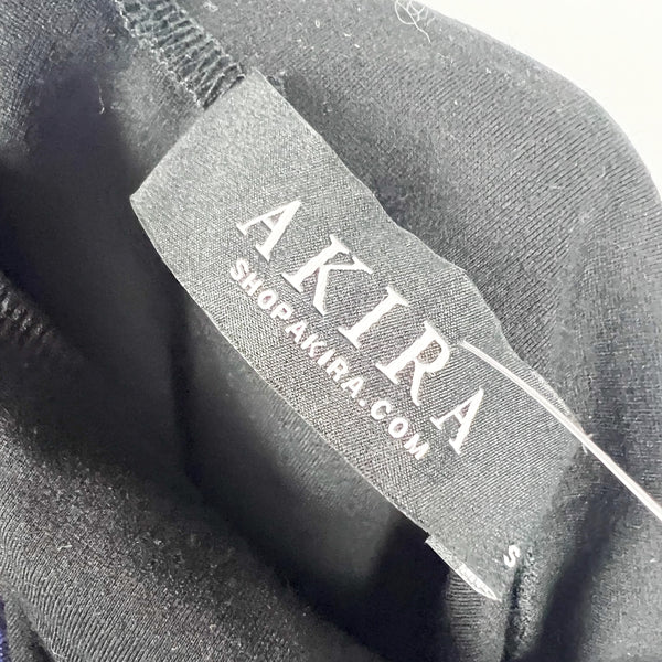 Akira High Neck One Shoulder Long Sleeve Fringe Chain Detail Crop Top Shirt S