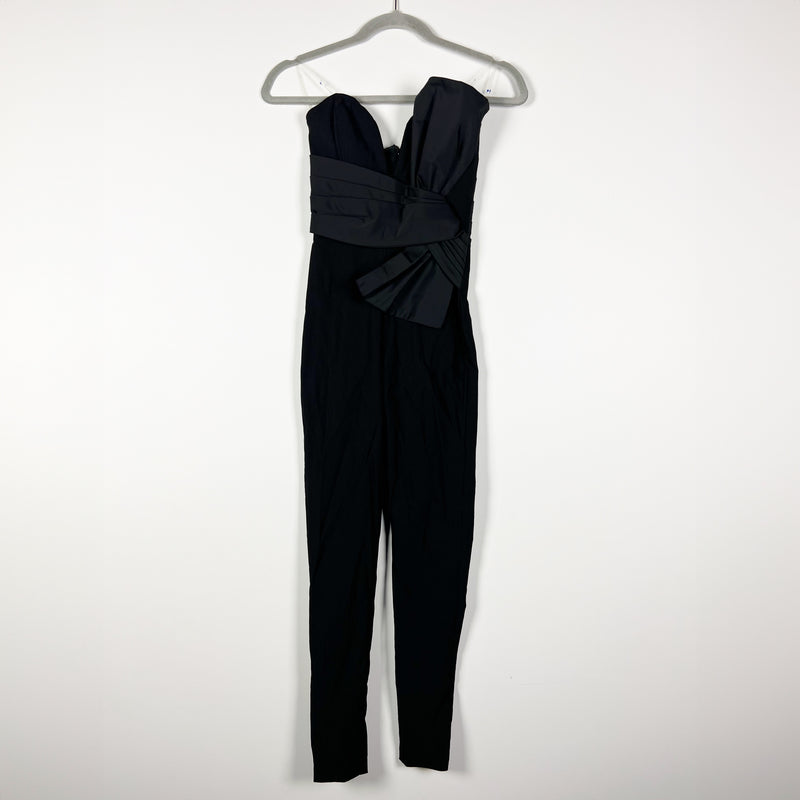 NEW Nasty Gal Bandeau Strapless Bow Tie Twist Full Length Jumpsuit Jumper Black