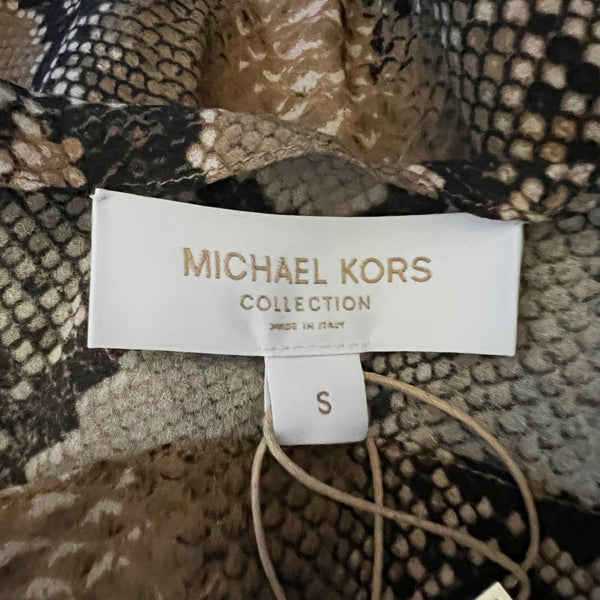 NEW Michael Kors Nikki Python Snake Print Silk Crepe De Chine Blouse Shirt Top S