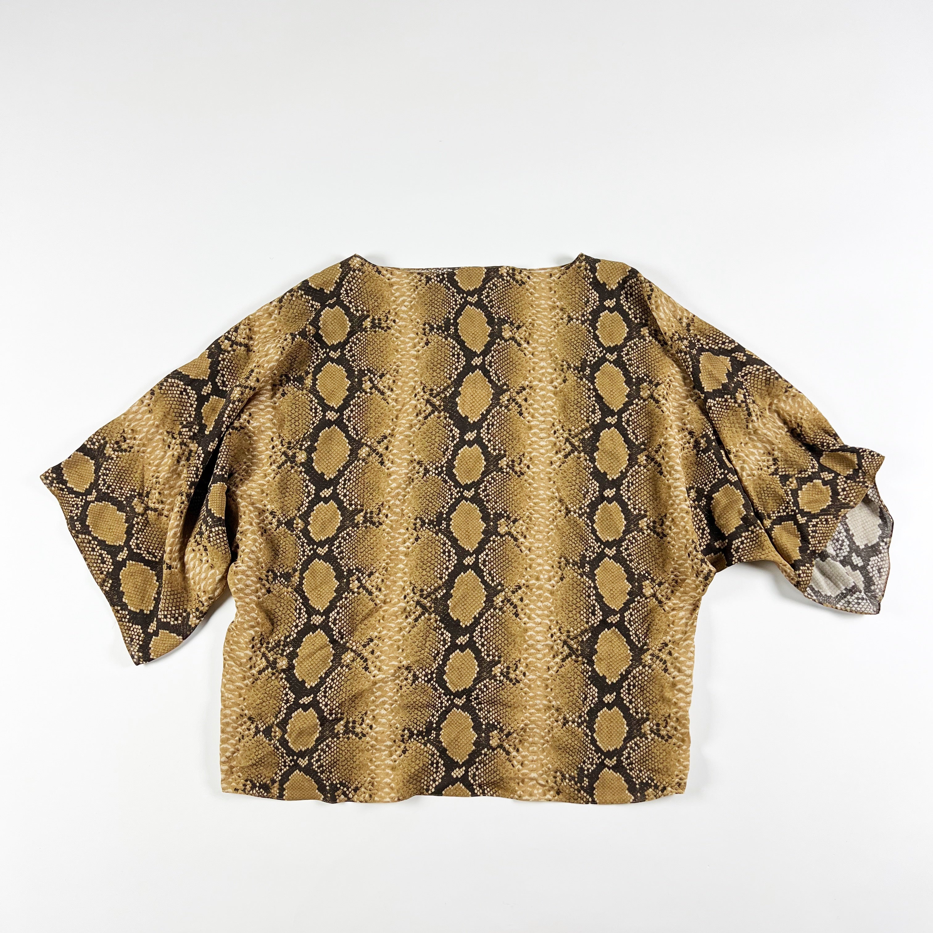 NEW Michael Kors Nikki Python Snake Print Silk Crepe De Chine Blouse Shirt Top S