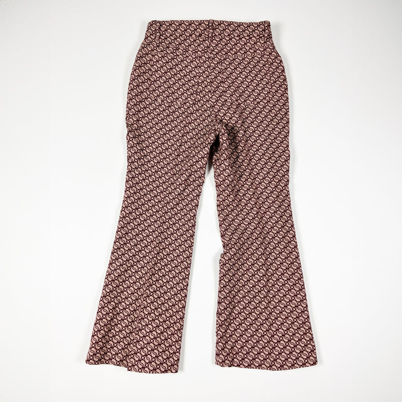 Stella McCartney Flared Leg Monogram Logo Embroidered Wool Cotton Trousers Pants
