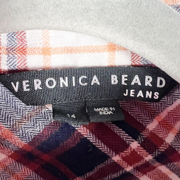 Veronica Beard Barnette Cotton Plaid Print Pattern Collared Button Down Shirt 14