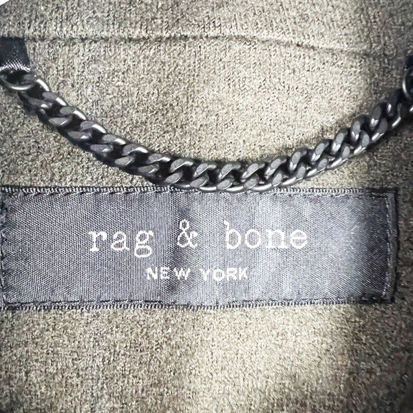 Rag & Bone Slade Wool Fleece Double Pocket Stand Collar Army Green Jacket Large