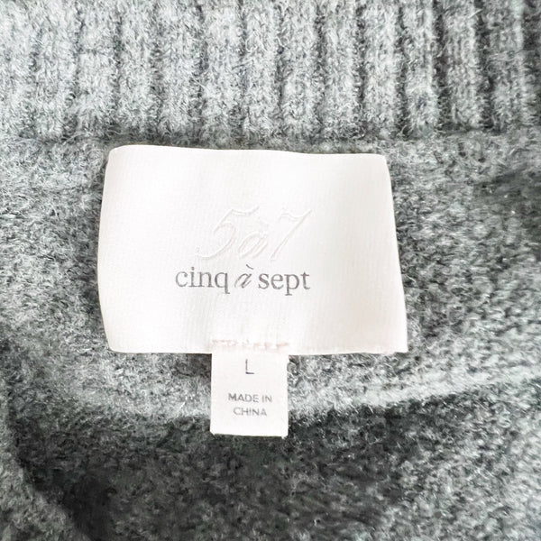 Cinq A Sept Carlota Wool Blend Knit Jumper Sweater Button Shirt Overlay Top Gray