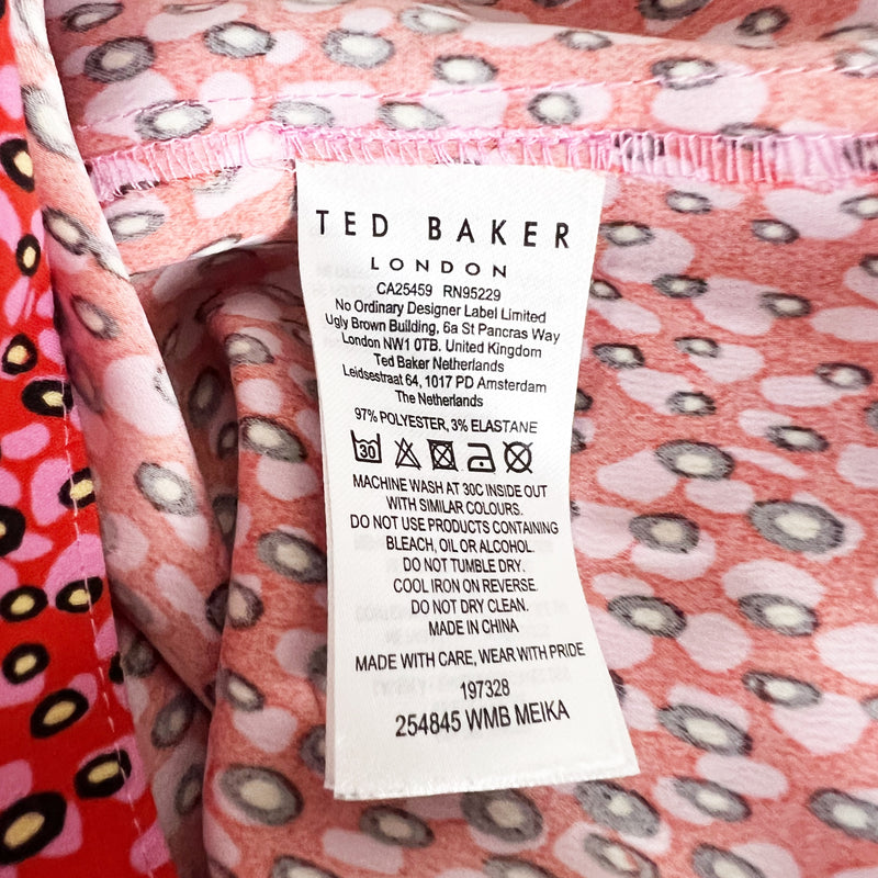 Ted Baker Meika Padded Shoulder Sleeveless Cheetah Leopard Print Boxy Shirt Top