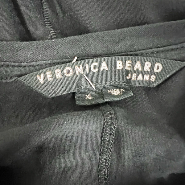 Veronica Beard Retta Cotton Poplin Puff Half Sleeve Crew Neck Tee Shirt Black XL