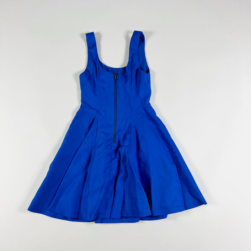 Alice + Olivia Cotton Poplin Stretch Scoop Neck Sleeveless Fit Flare Mini Dress