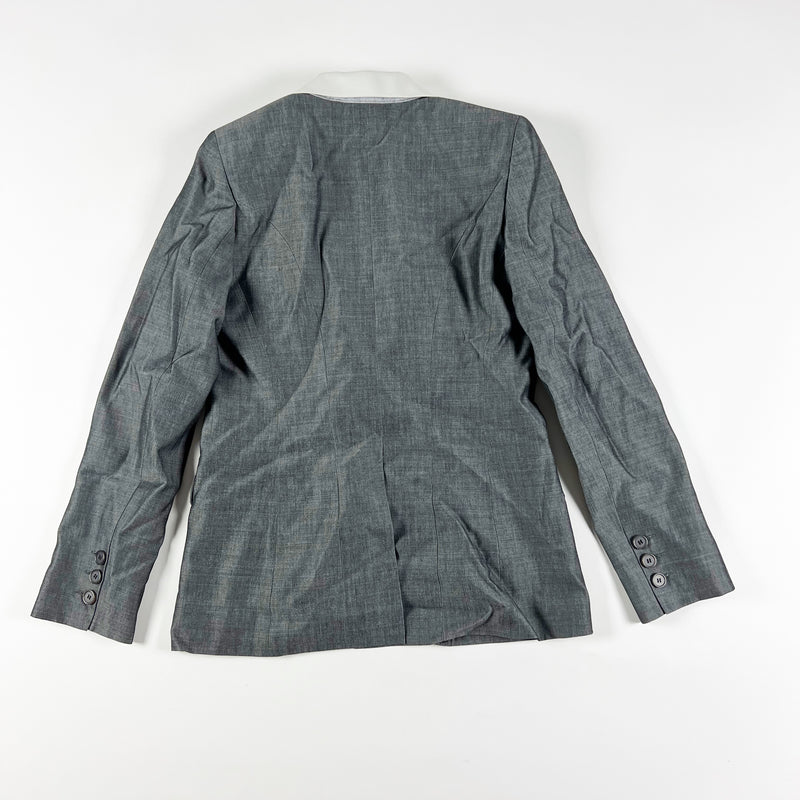 NEW Barbara Bui Genuine Leather Collar Single Button Structured Blazer Jacket L