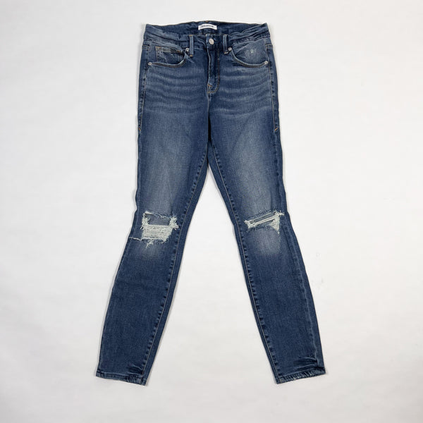 Good American Good Legs Crop Denim Cotton Stretch Distressed Skinny Jean Blue261