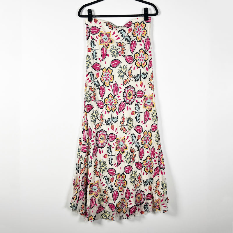 Rag &amp; Bone Wren Floral Flower Paisley Print Pattern Silk Chiffon Midi Skirt L