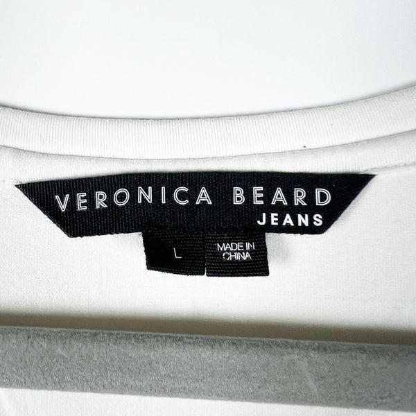 Veronica Beard Melany Mixed Media Cotton Poplin Stretch Double Breasted Dress L
