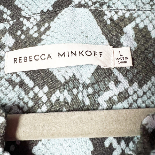 Rebecca Minkoff Miley Snake Python Animal Pattern Chiffon Ruffle Mini Dress L