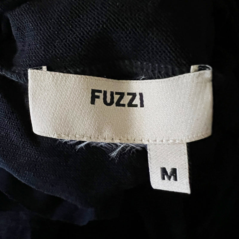 Jean Paul Gaultier Fuzzi Semi Sheer Mesh Tiered Ruffle Turtleneck Blouse Black M