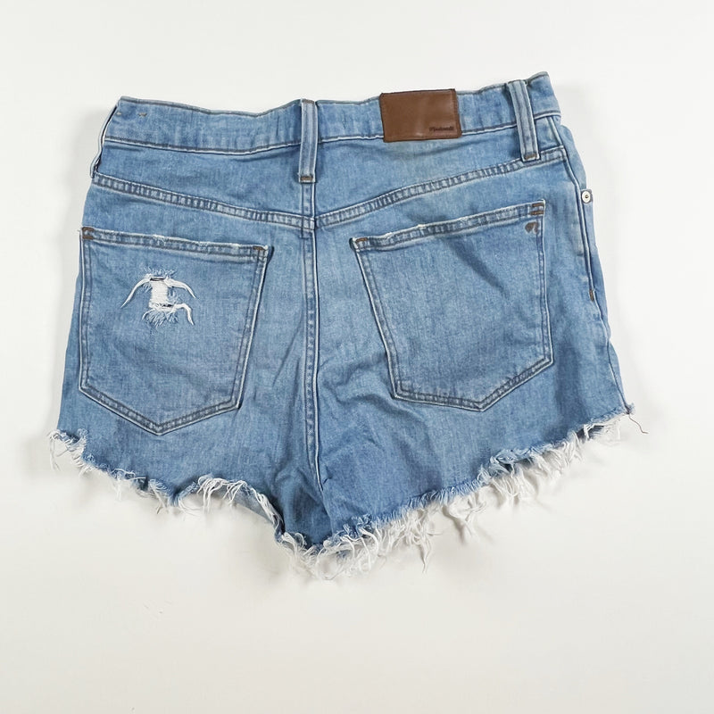 Madewell Women's Slim Wide Leg High Rise Distressed Fray Hem Denim Jean Shorts