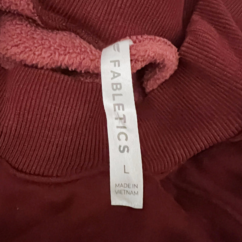 Fabletics James Fleece Lined Mock Neck Long Sleeve Pullover Sweater  Umbria Red