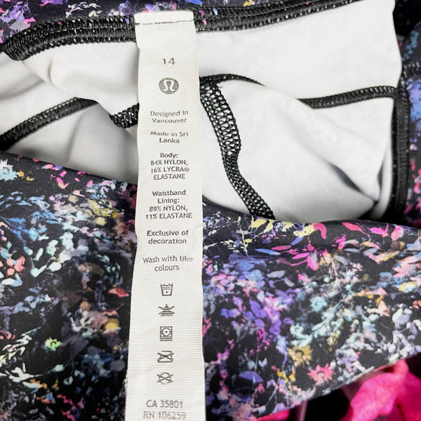 Lululemon Base Pace High Rise Athletic Running Tight 28" Floral Spray Multi 14