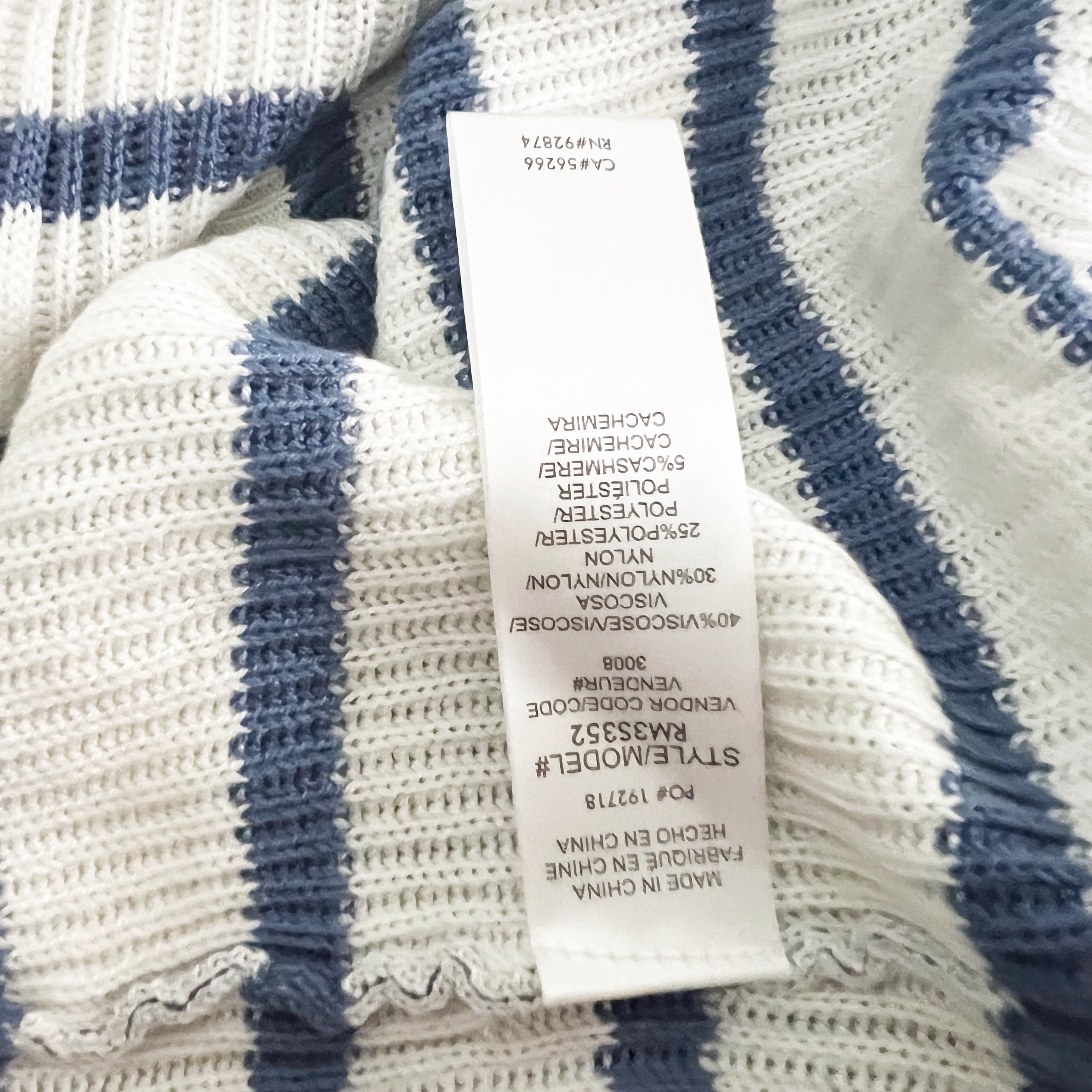 Splendid Collection Luna Blue White Ribbed Knit Stretch Open Front Cardigan S