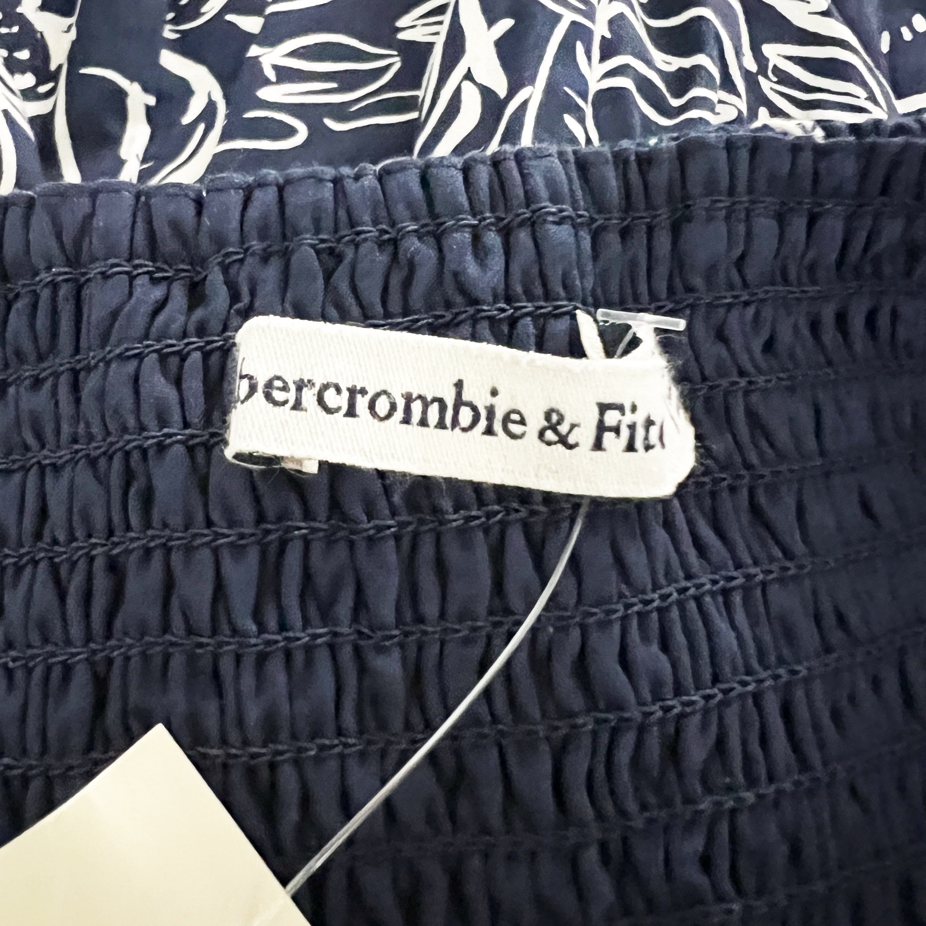 NEW Abercrombie & Fitch Emerson Off The Shoulder Cotton Poplin Midi Dress Navy