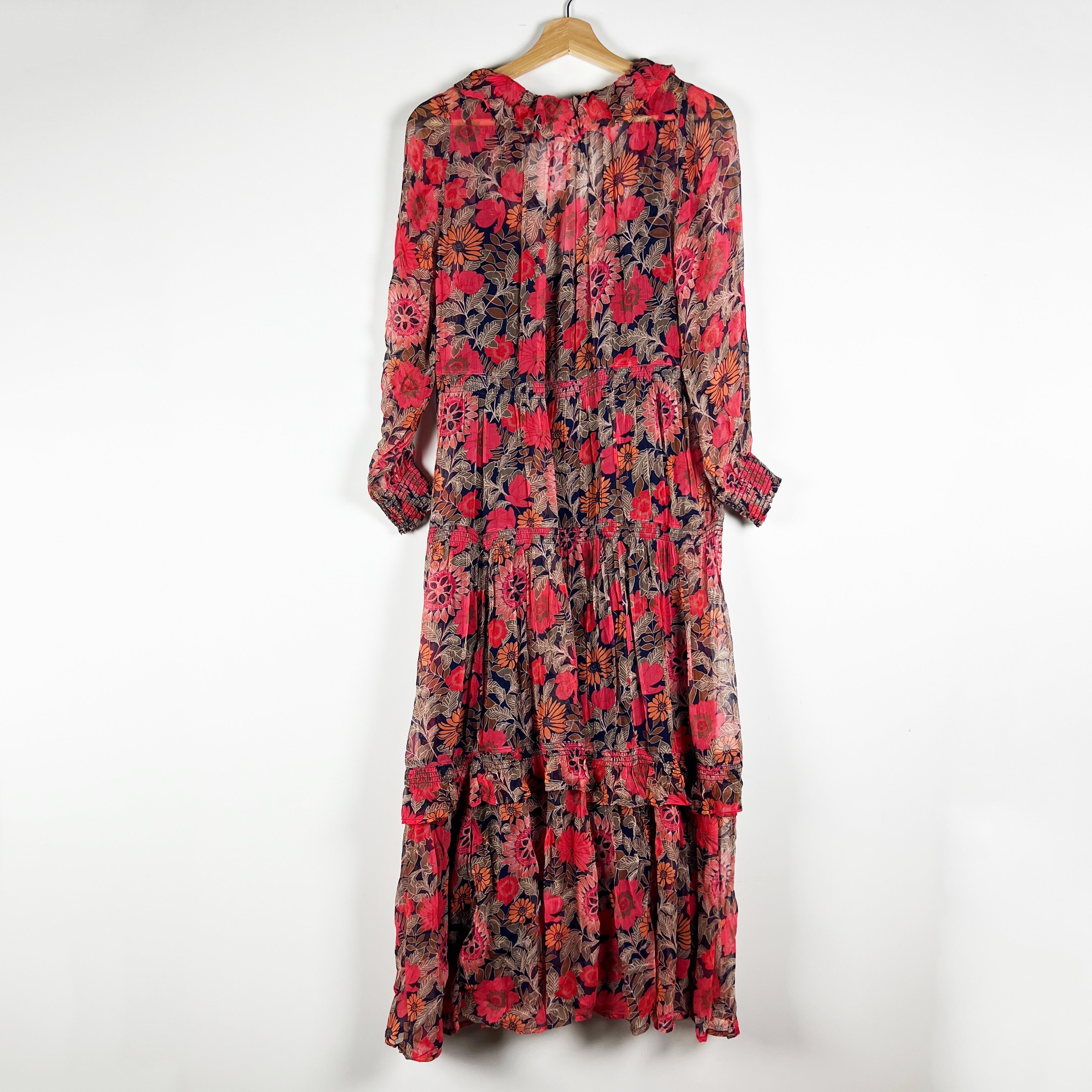 NEW Anthropologie Marais Printed Pattern Chiffon Pullover Long Maxi Dress XSP