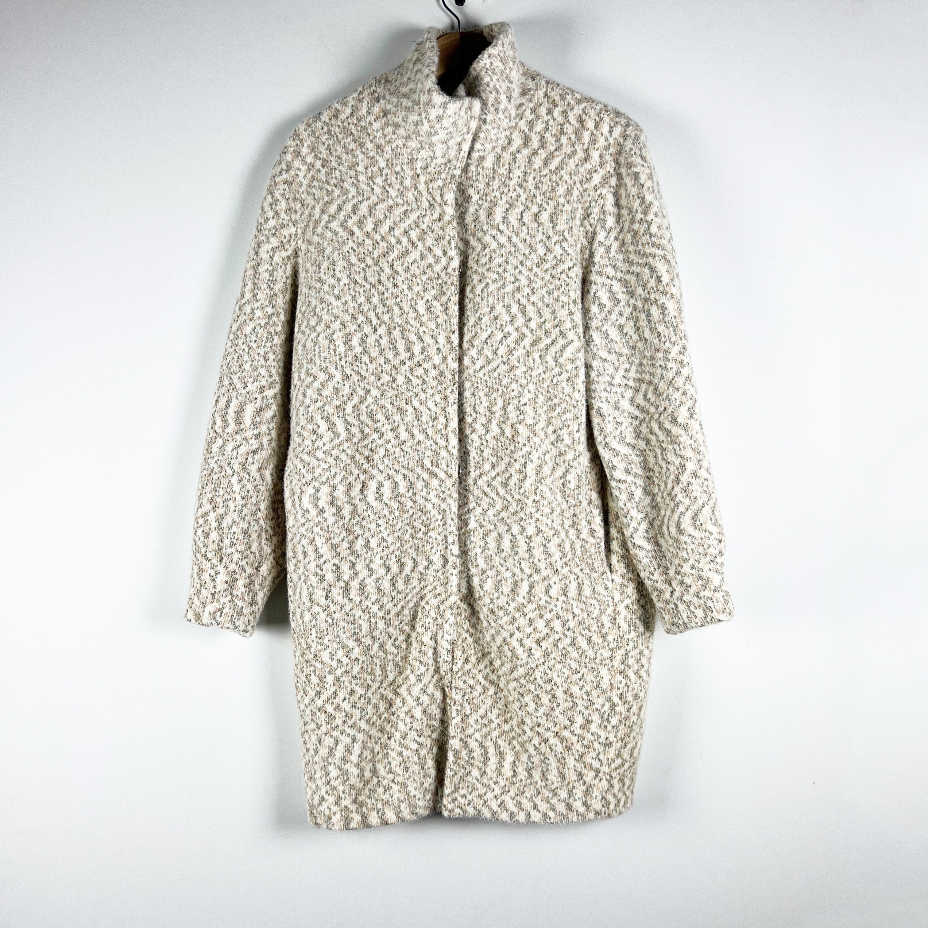 NEW Z Supply Connor Eyelash Knit Pea Coat Fuzzy Jacket Whisper White Print XS